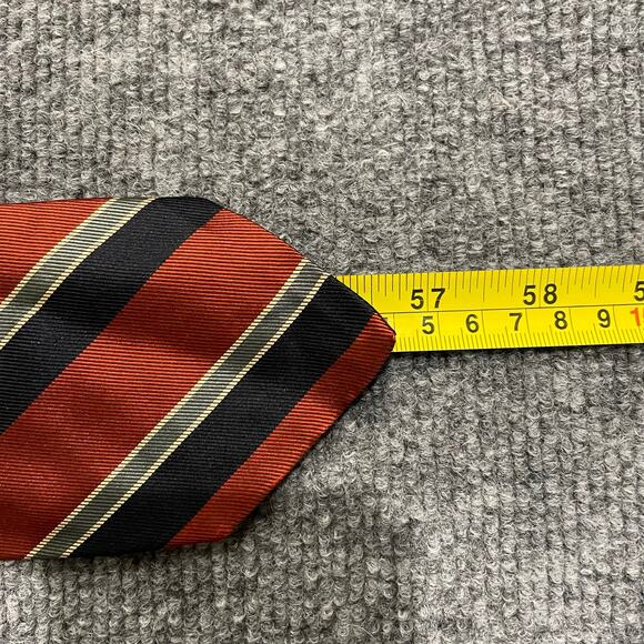 Robert Talbott REPP Tie 3" X 56 3/4" Red/Black/Gray Striped Hand Sewn Silk - Picture 9 of 10